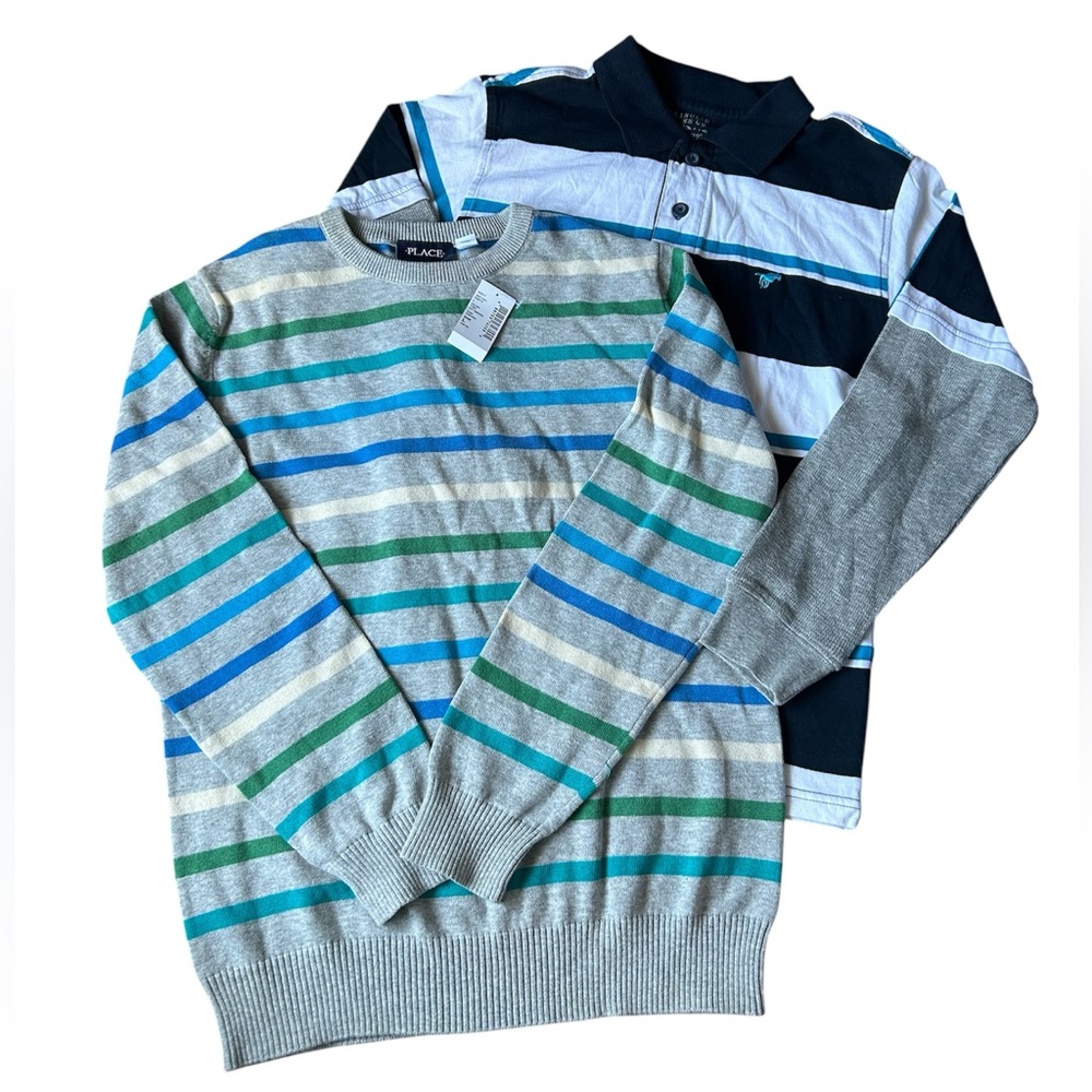 NEW Boys Bundle - Children's Place Striped Sweater & Wrangler Striped Polo